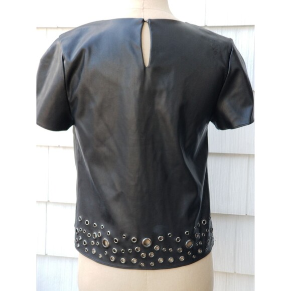 Design Lab Faux Leather Top Black Detailed Hem XS - Picture 5 of 7